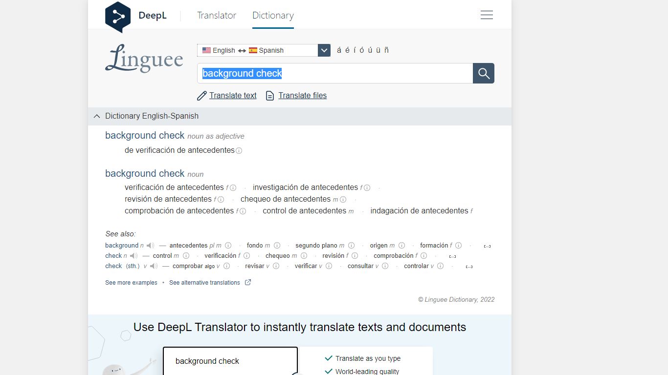 background check - Spanish translation – Linguee